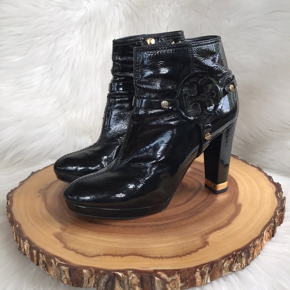 Tory Burch patent leather inside zip heeled boots - Picture 2 of 9